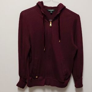 Ralph Lauren Ladie's Burgundy Hoodie, Size Medium